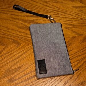 Grey Wristlet Clutch with removable Black Strap